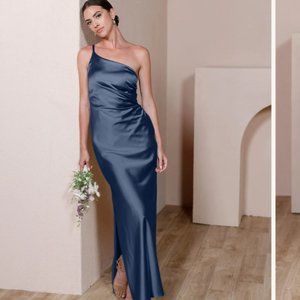 Revelry Jade Satin Dress Navy Blue Size 2